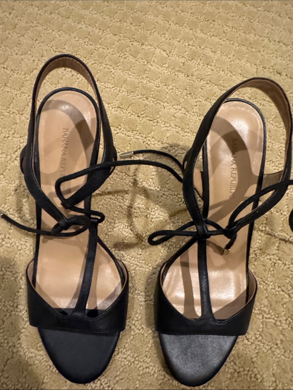 Banana Republic Black Strappy Lace-Up Heeled Sandals